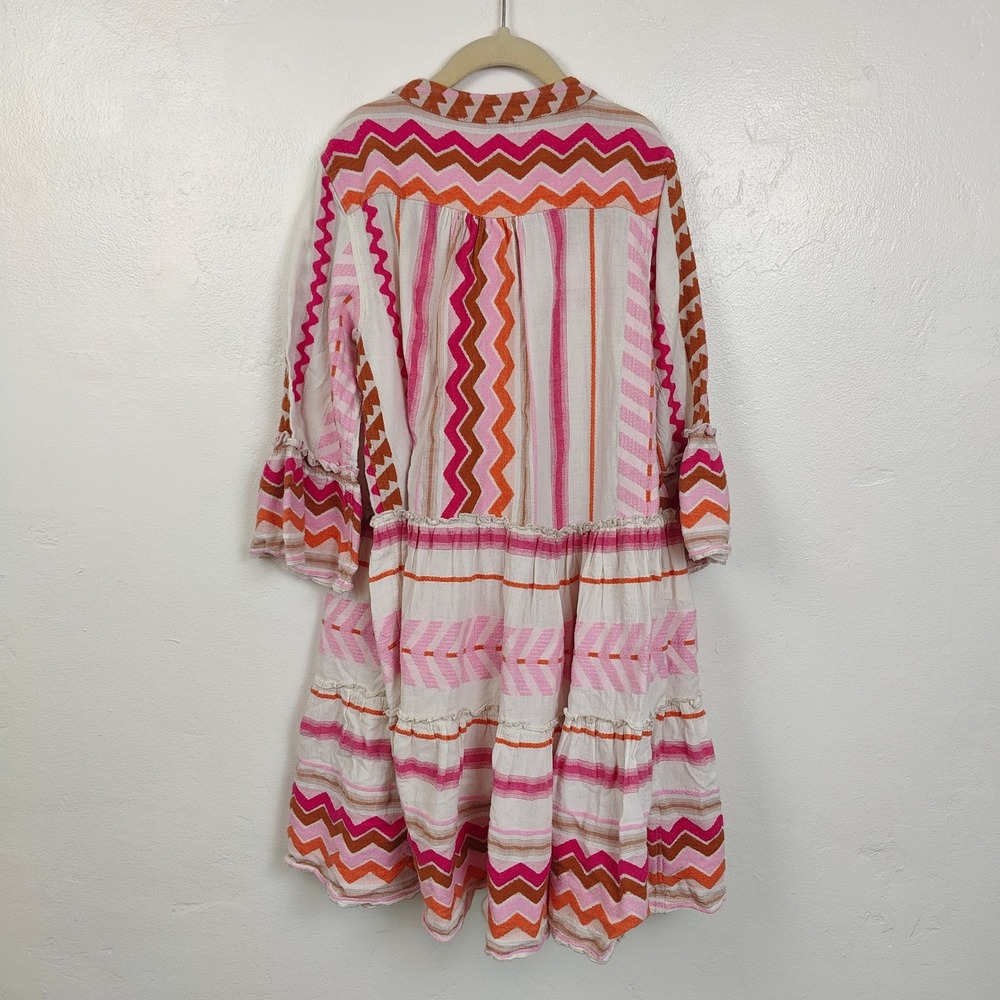 Devotion Twins Stars Ella Dress Girls 10-12 Pink Orange Geometric Boho Tiered - Picture 5 of 9